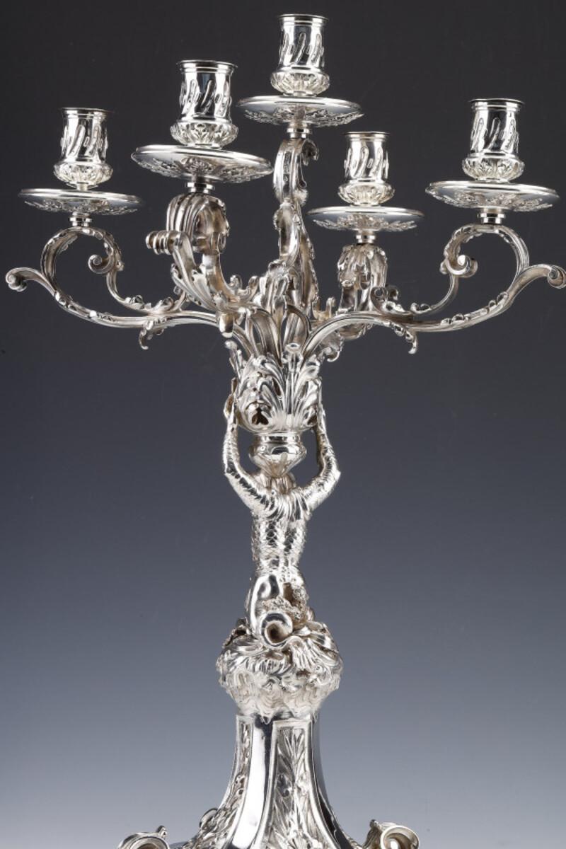 Merite - Pair of 19th Century Sterling Silver Candelabra For Sale 15