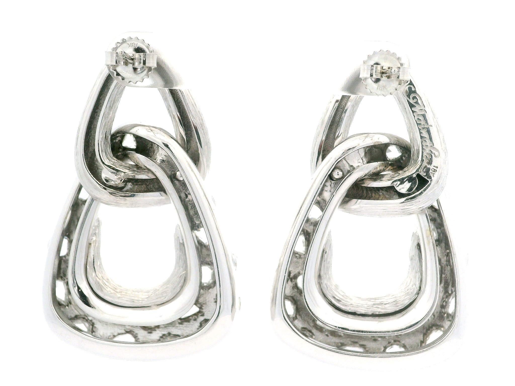 Meriwether 18k Gold 6,50ctw Lünette Rose Cut Diamant gebürsteter Türknocker-Ohrring Damen im Angebot
