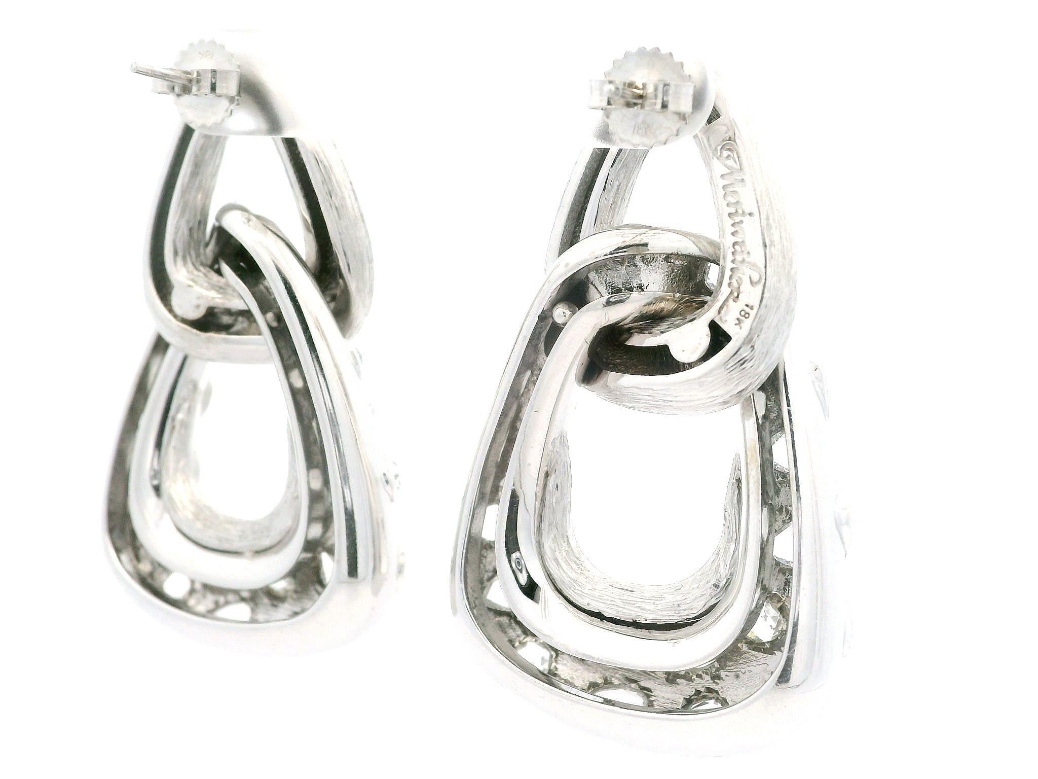 Meriwether 18k Gold 6,50ctw Lünette Rose Cut Diamant gebürsteter Türknocker-Ohrring im Angebot 1
