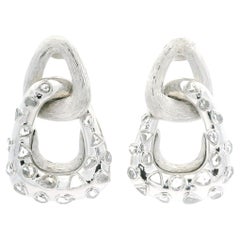 Meriwether 18k Gold 6.50ctw Bezel Rose Cut Diamond Brushed Door Knocker Earring