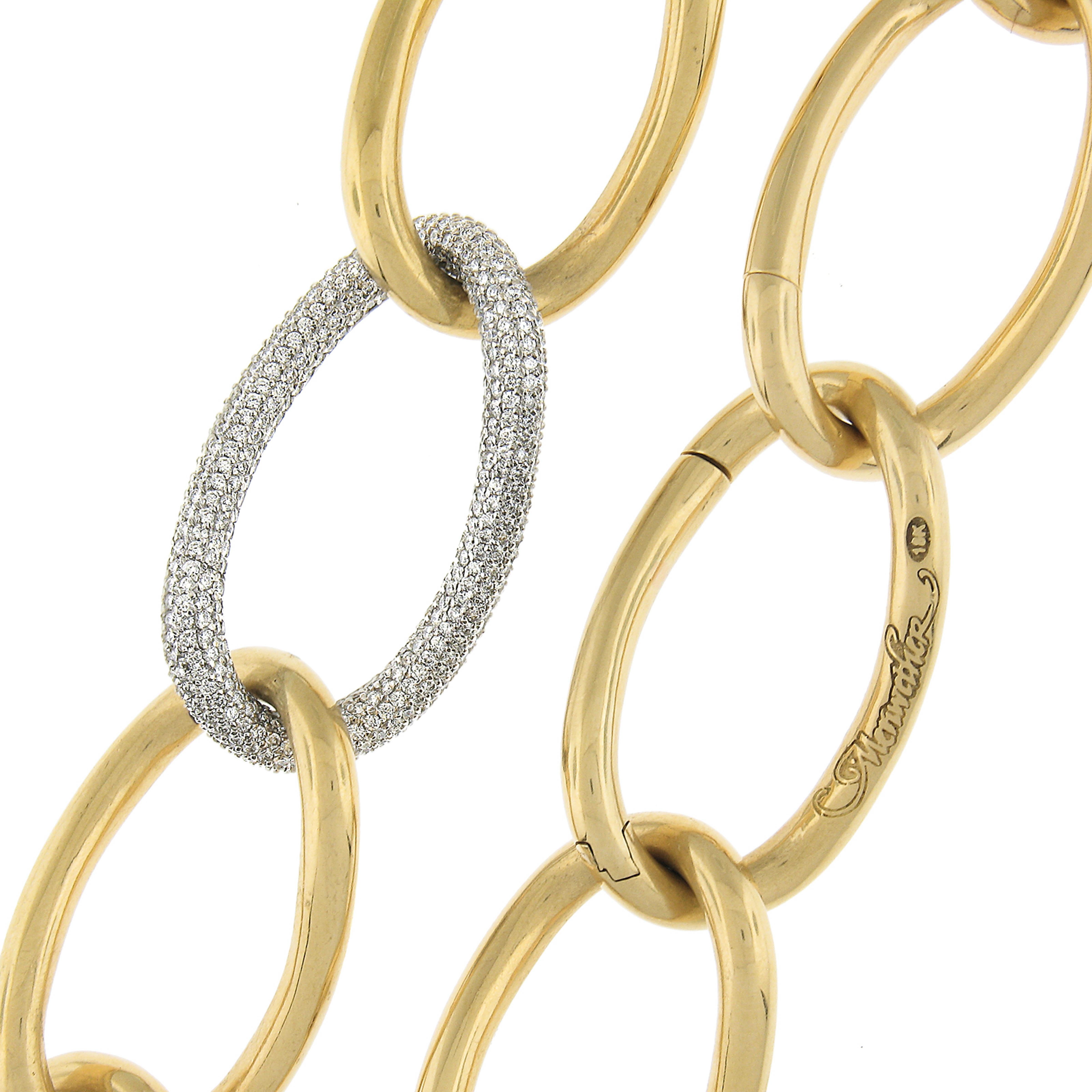 Meriwether 18k Two Tone 2ctw Pave Diamond Large Open Link Adjustable Necklace For Sale 2