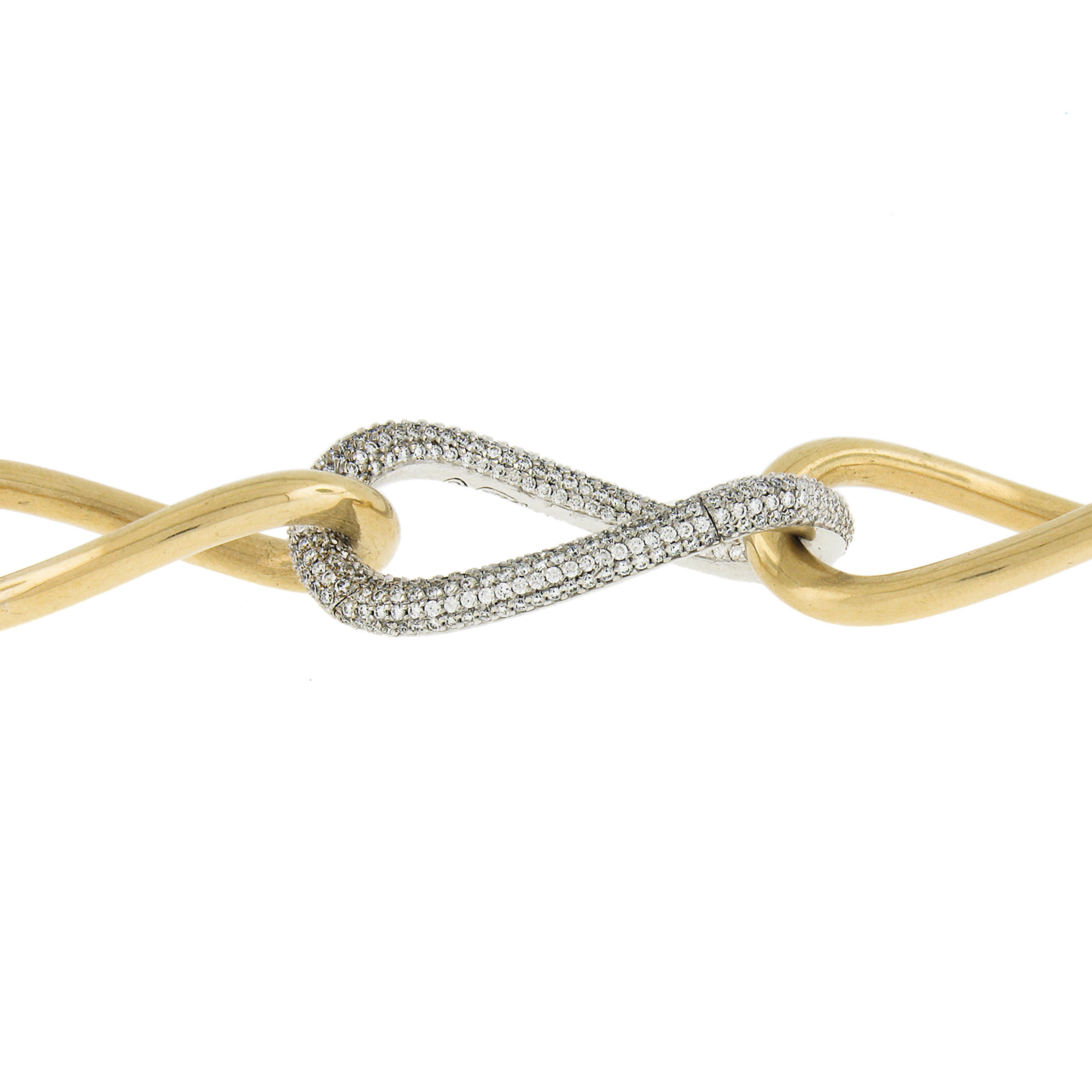 Meriwether 18k Two Tone 2ctw Pave Diamond Large Open Link Adjustable Necklace For Sale 3
