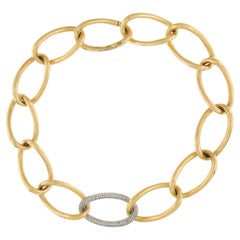Meriwether 18k Two Tone 2ctw Pave Diamond Large Open Link Adjustable Necklace