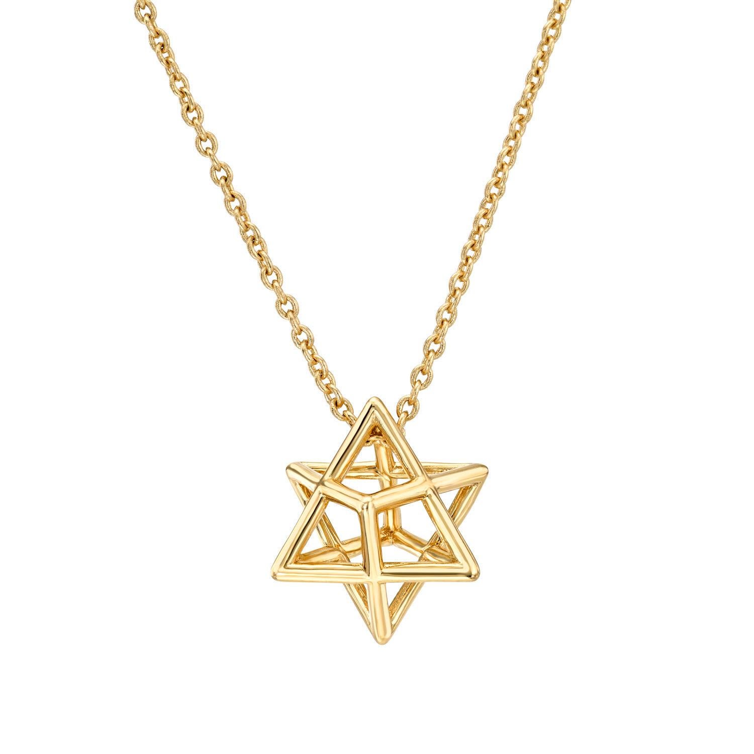 Merkaba Halskette mit Davidstern aus 18 Karat Gelbgold – spirituelles und elegantes Symbol im Angebot 1