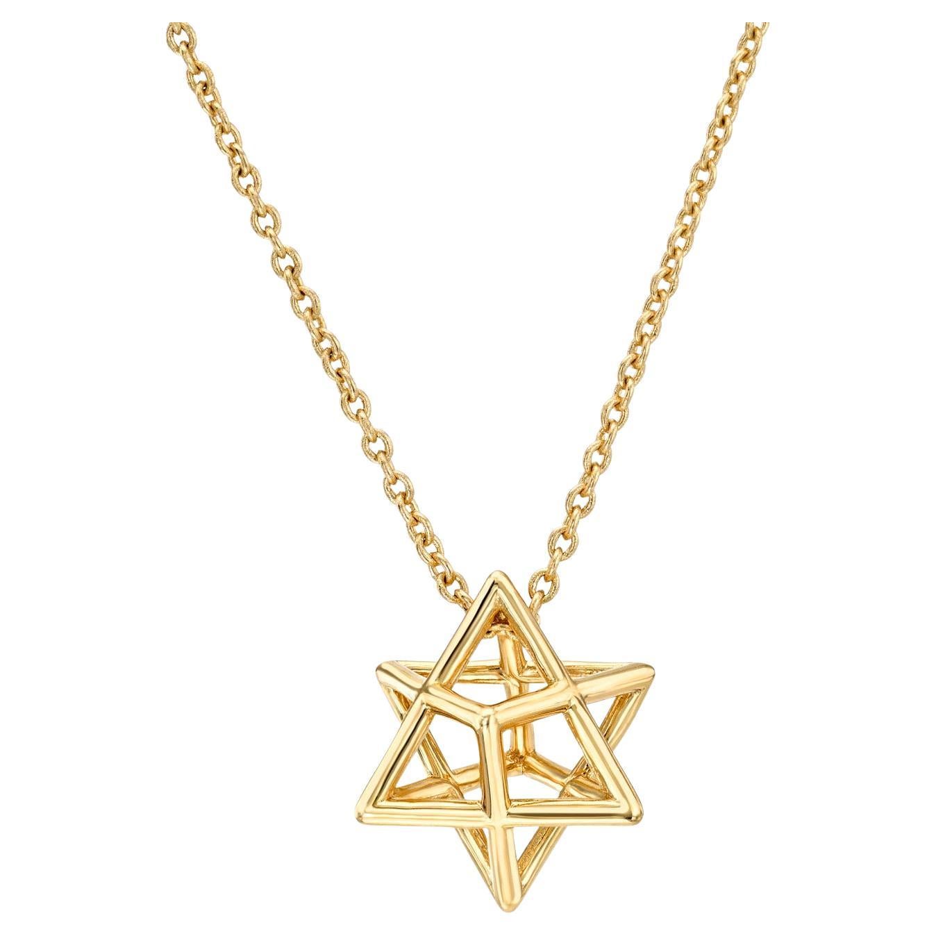 Merkaba 18K Yellow Gold Star of David Necklace - Spiritual and Elegant Symbol