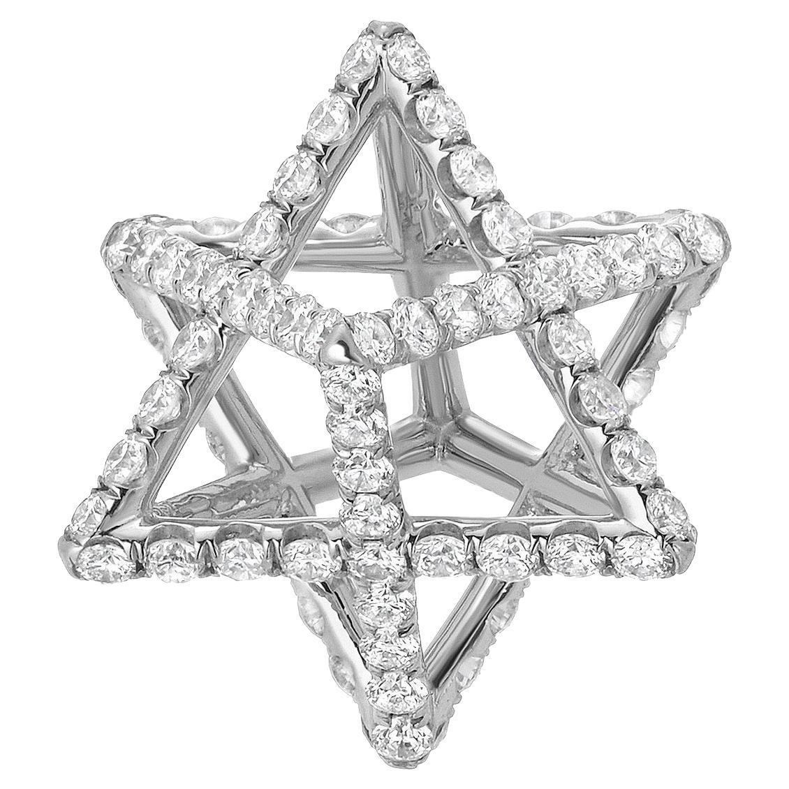 Merkaba Star Diamond Platinum Pendant Necklace 
