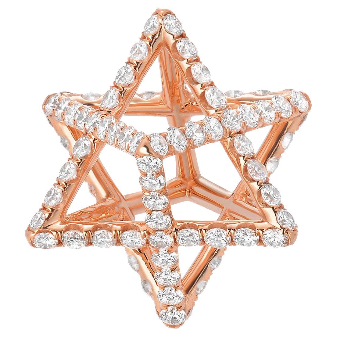 Merkaba Collier pendentif étoile en or rose et diamants