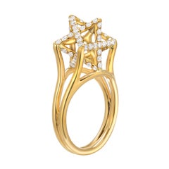 0.98ct Diamond 3D Star of David Ring 18K Yellow Gold By Merkaba Jewelry