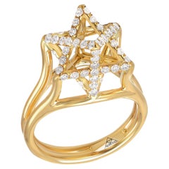 Merkaba Star Diamond Yellow Gold Ring