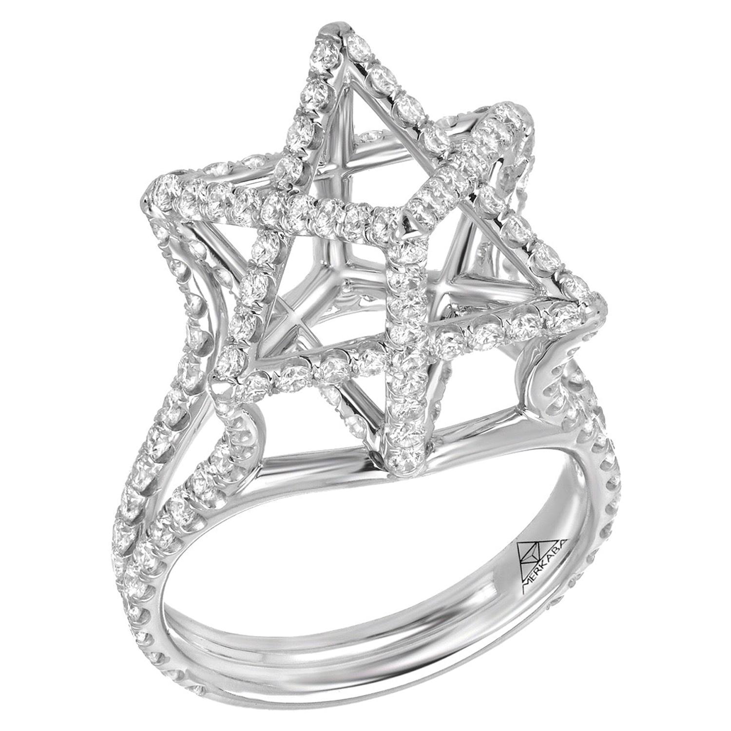 Merkaba Star Platinum Diamond Ring 2.02 Carat