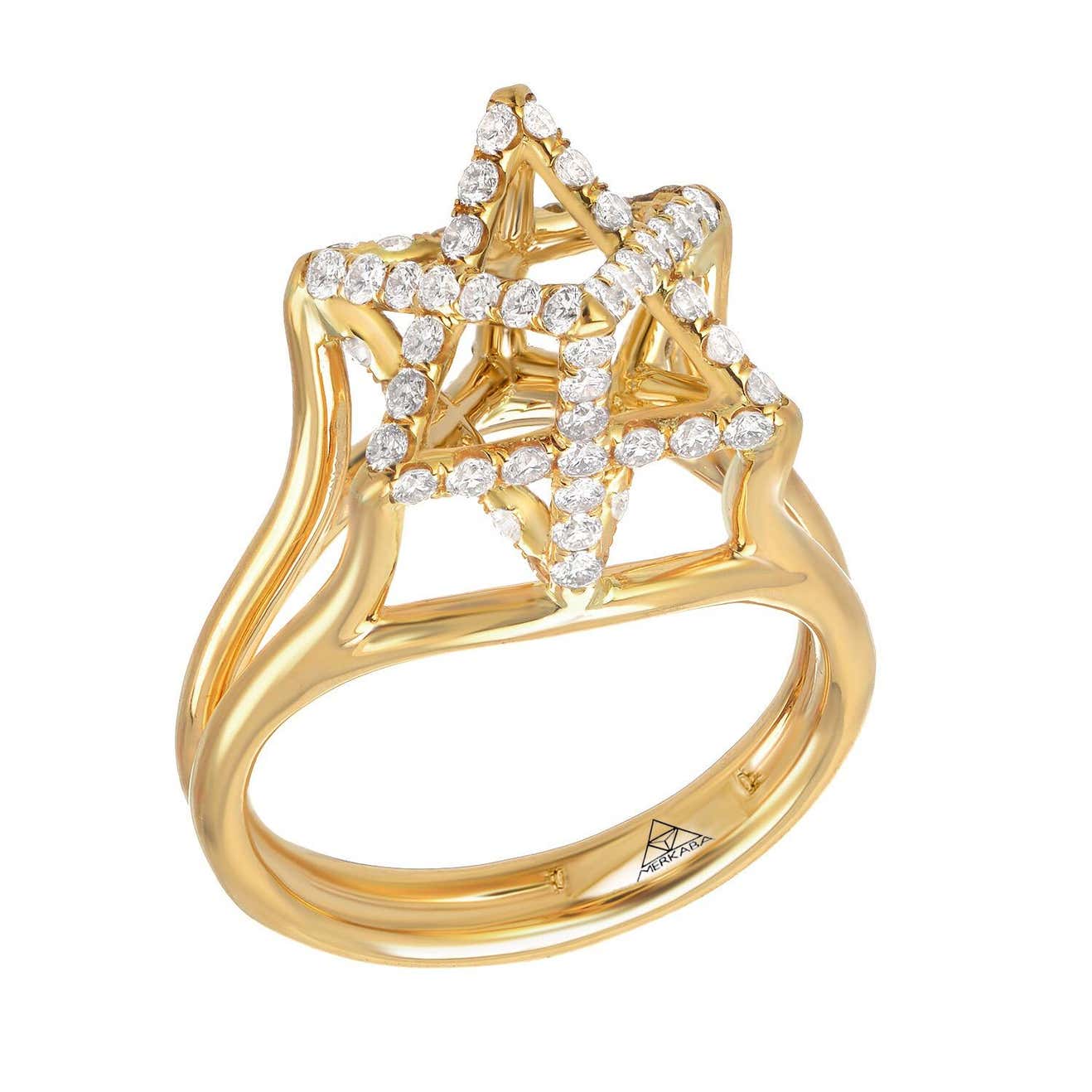 Diamond Ring 0.98 Carats Yellow Gold Merkaba Star For Sale at 1stDibs ...