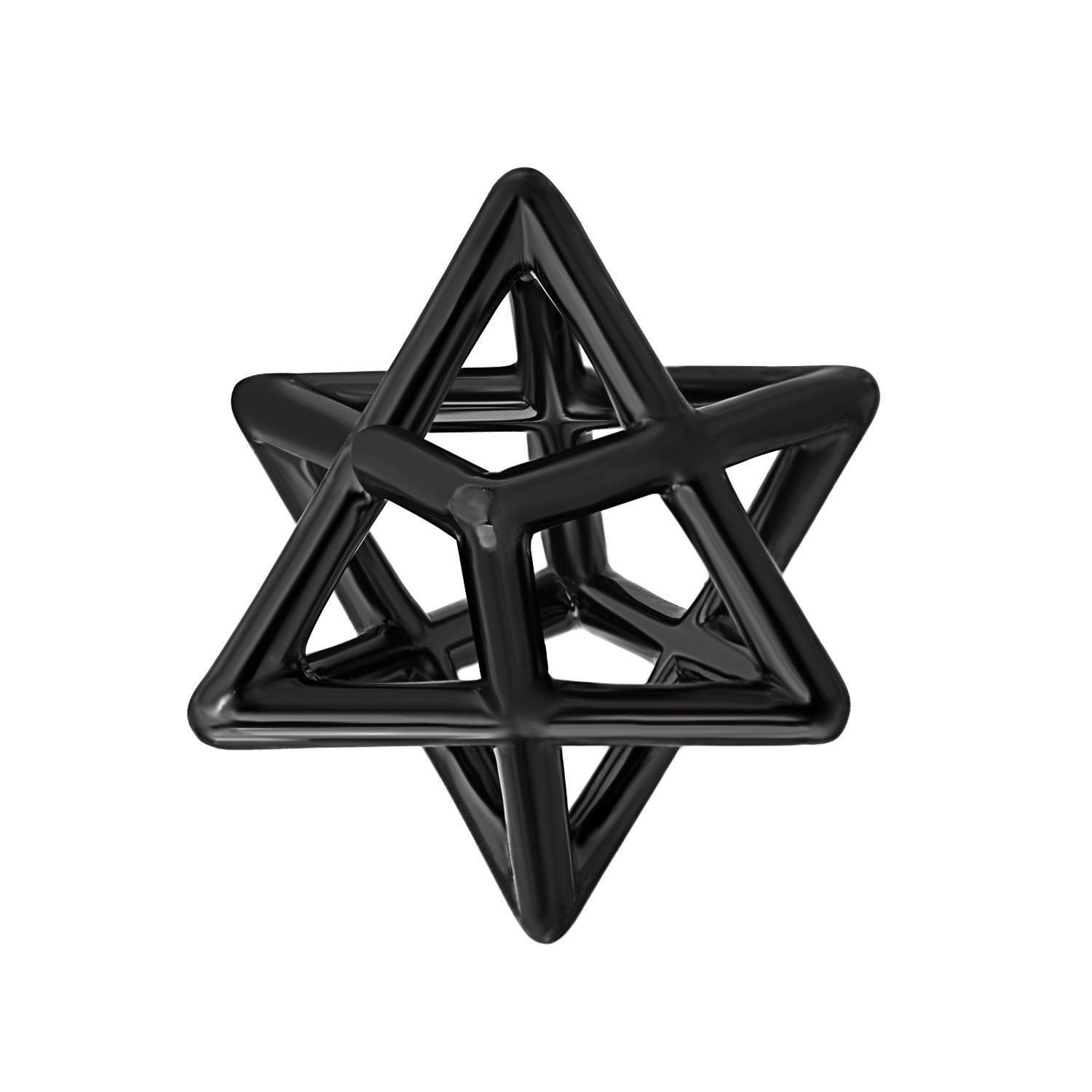  Merkaba Star Sustainable collier pendentif unisexe en argent sterling, finition noire Unisexe 