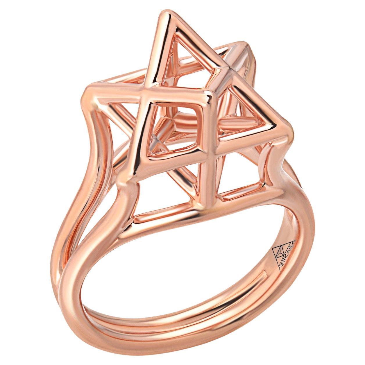 Merkaba Star Tetrahedron Rose Gold Ring For Sale