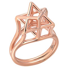 Merkaba Star Tetrahedron Bague en or rose