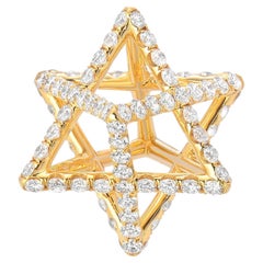 Merkaba Star Yellow Gold Diamond Pendant Necklace