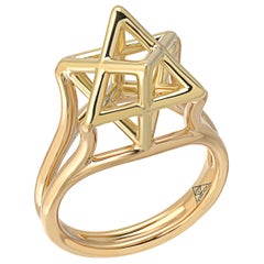 Etoile de David Bague 3D Or 18K Art Deco Fine Jewelry Merkaba Beverly Hills