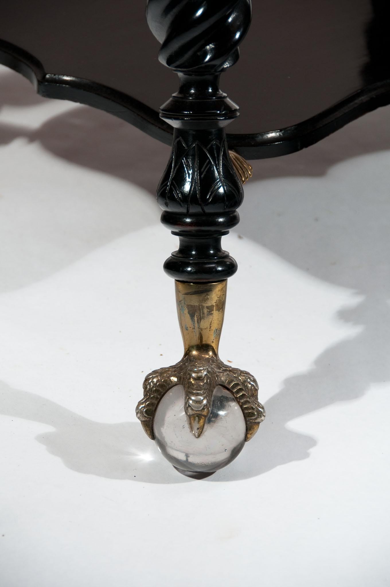 American Craftsman Merklen Bros 19th Century Ebonised Leather Table