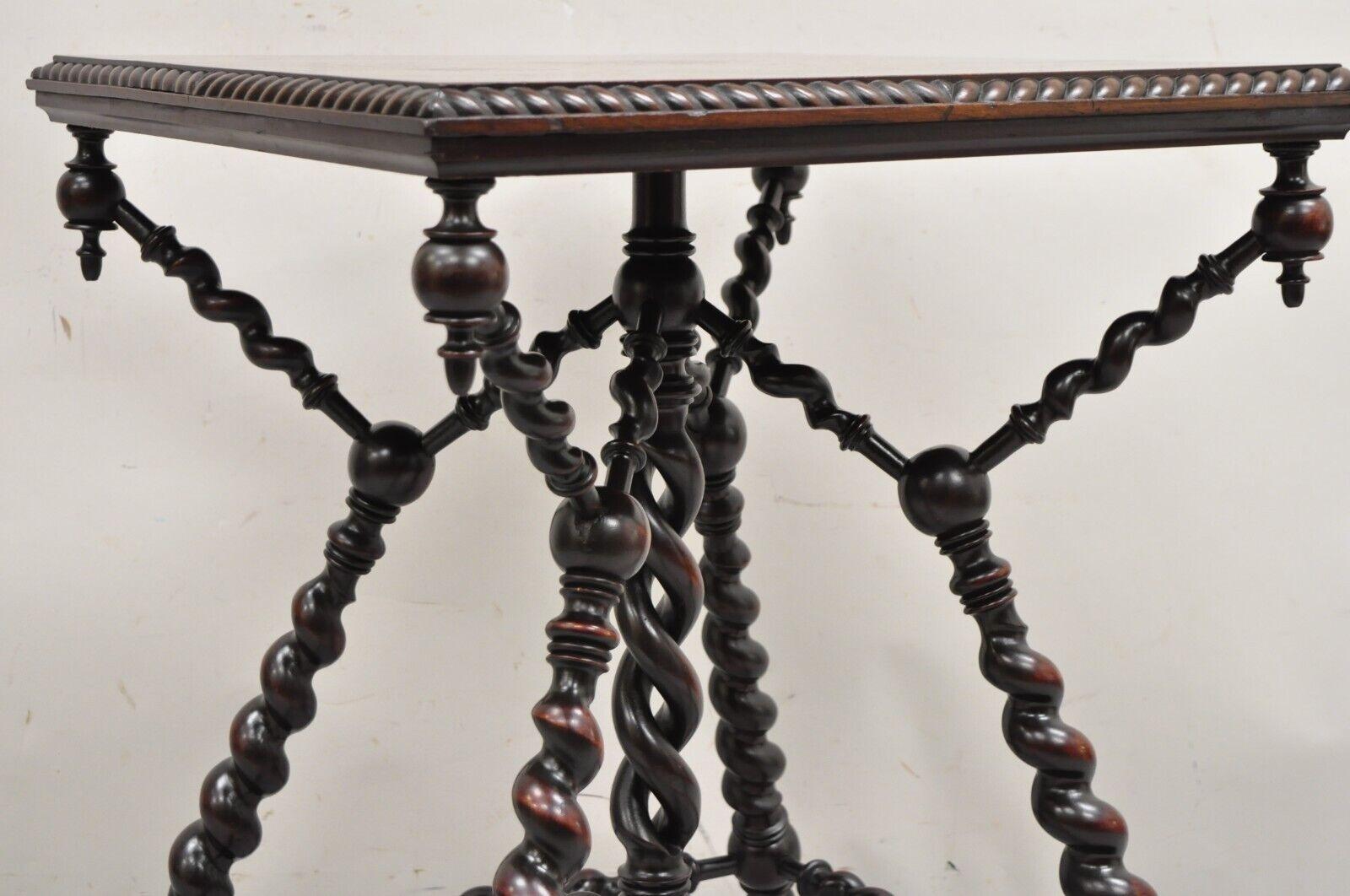 Merklen Brothers Victorian Barley Twist Mahogany Occasional Parlor Table In Good Condition For Sale In Philadelphia, PA