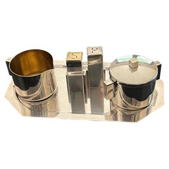 Merle D, Faber Quadruple Silver Plated Art Deco Skyscraper Design Five Piece Set