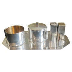 Merle D, Faber Quadruple Silver Plated Art Deco Skyscraper Design Five Piece Set