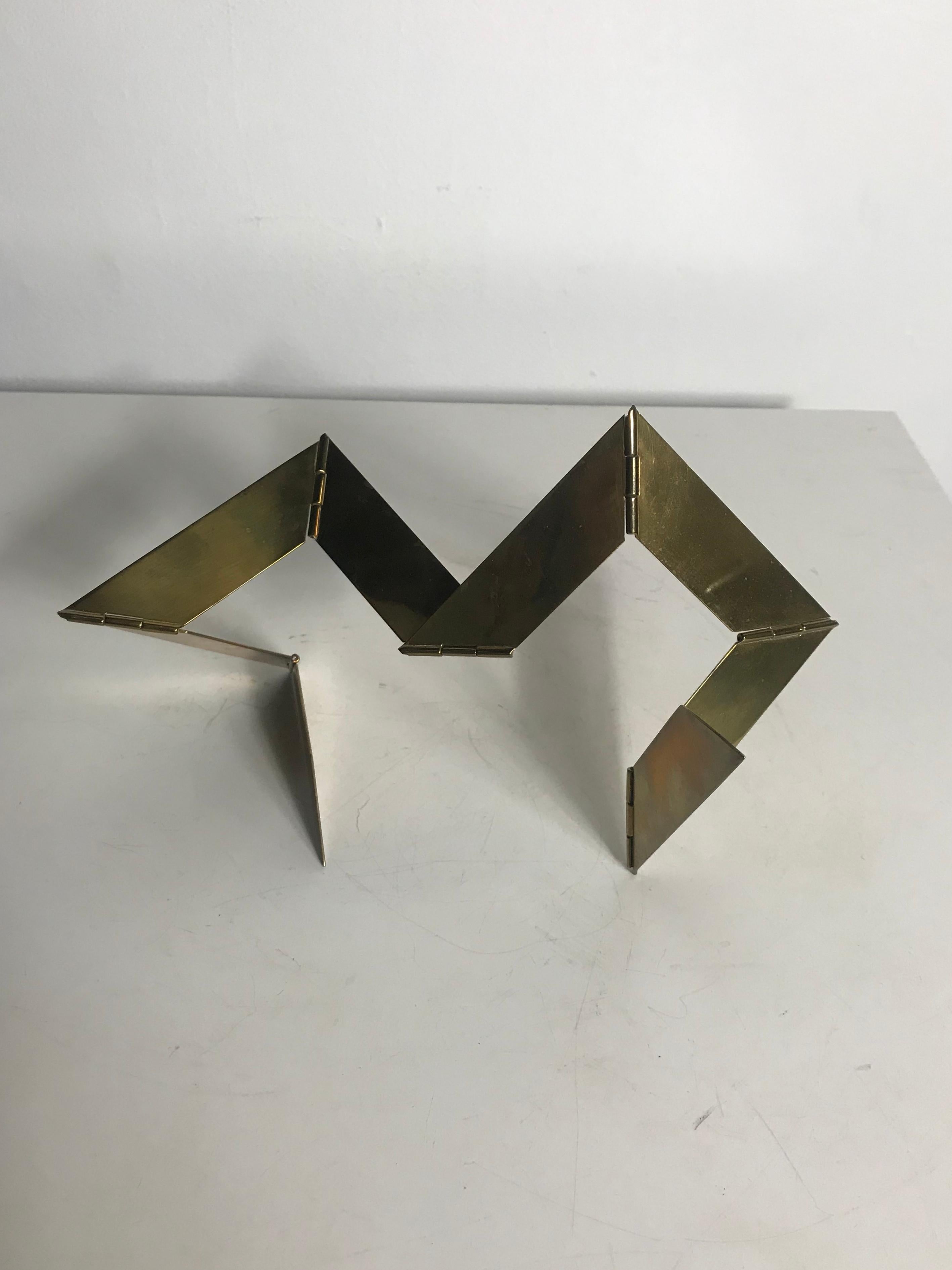 American Merle Steir circa 1976 Modernist Brass Hinged Multi-Position Table Sculpture For Sale