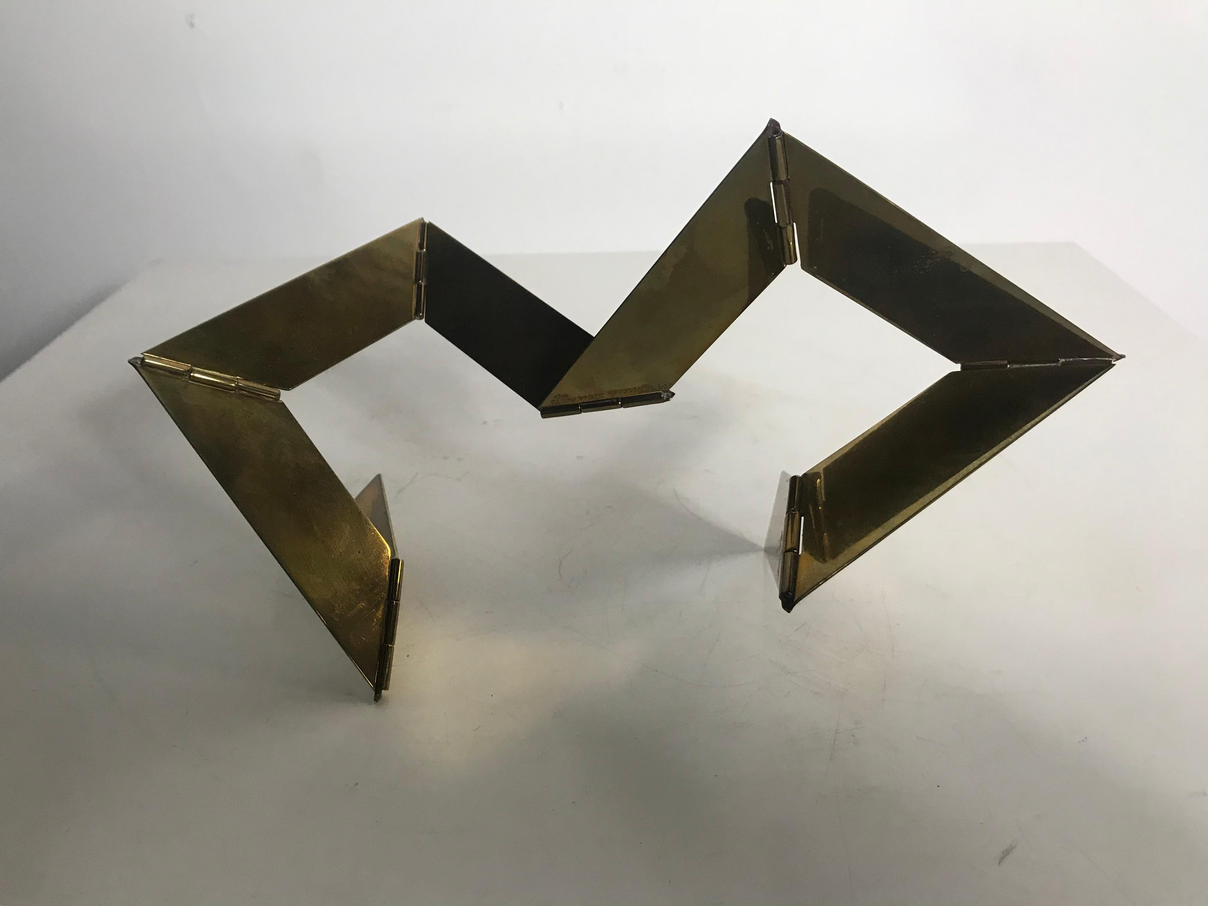 Merle Steir circa 1976 Modernist Brass Hinged Multi-Position Table Sculpture For Sale 2