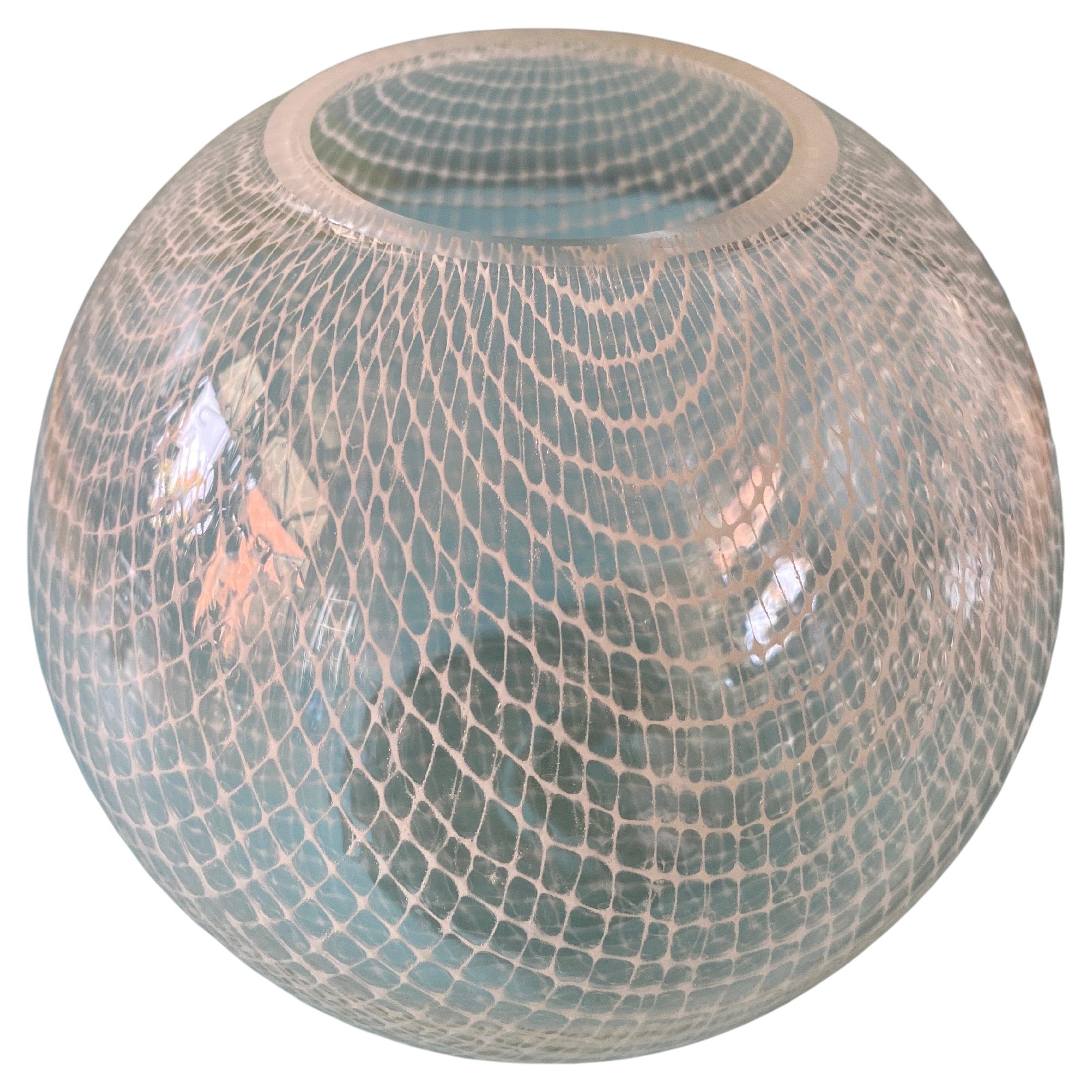 Merletto Glass Vase with Ground Lip, style of Harrachov Czech