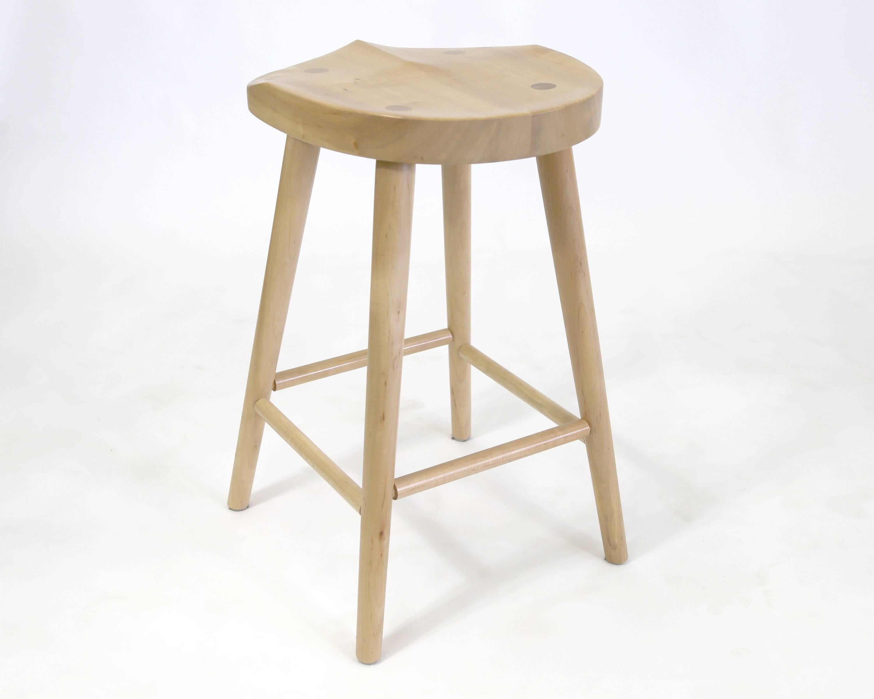 Wood Merlin Ambrosia Maple Bar Stool, a Set of Six For Sale