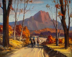 Merlin Enabnit Peinture à l'huile - Paysage d'automne du sud-ouest avec cavaliers