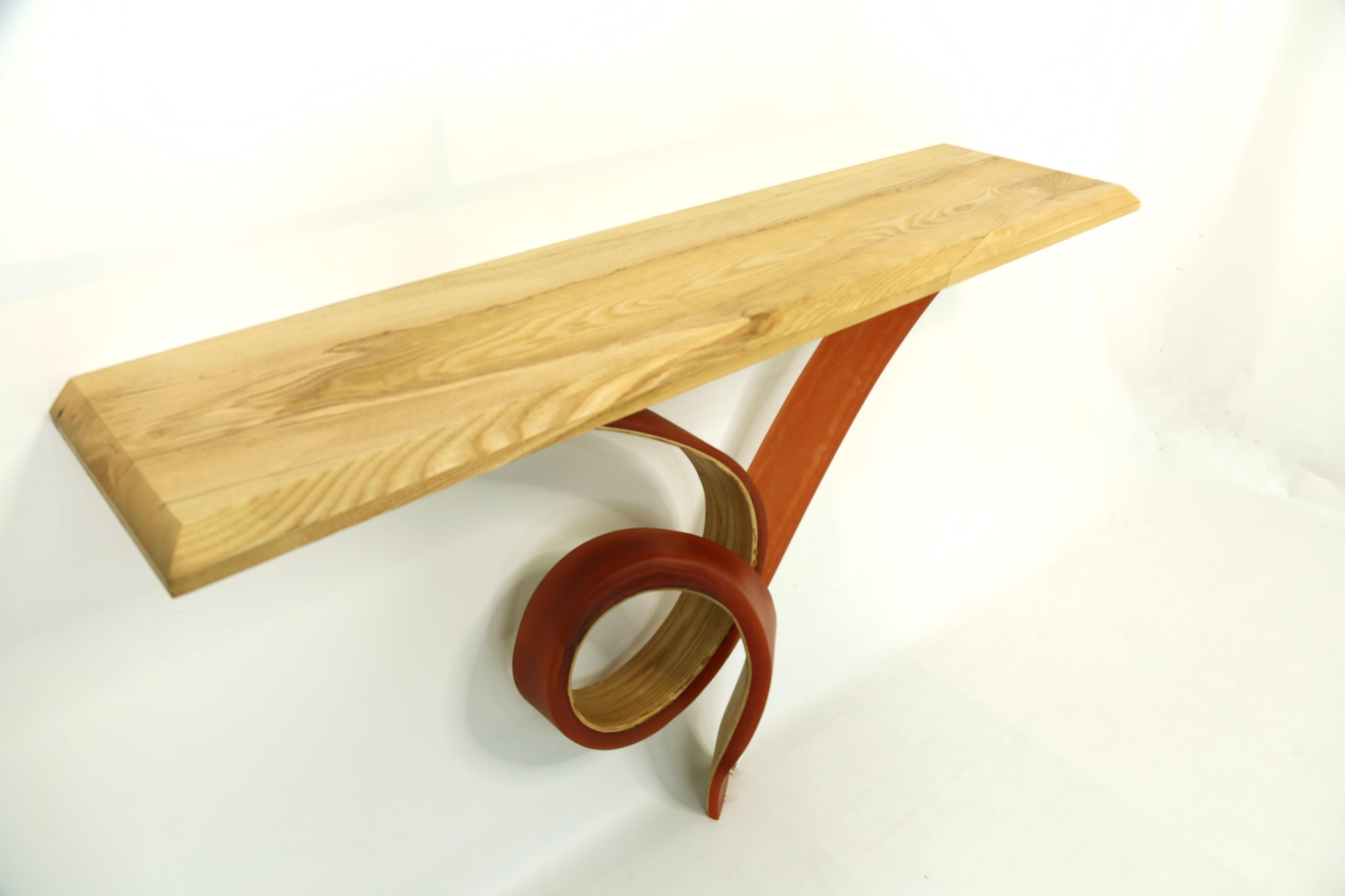 Asian Merlot Console by Raka Studio x Hamdi - Ash Wood and Resin in Red For Sale
