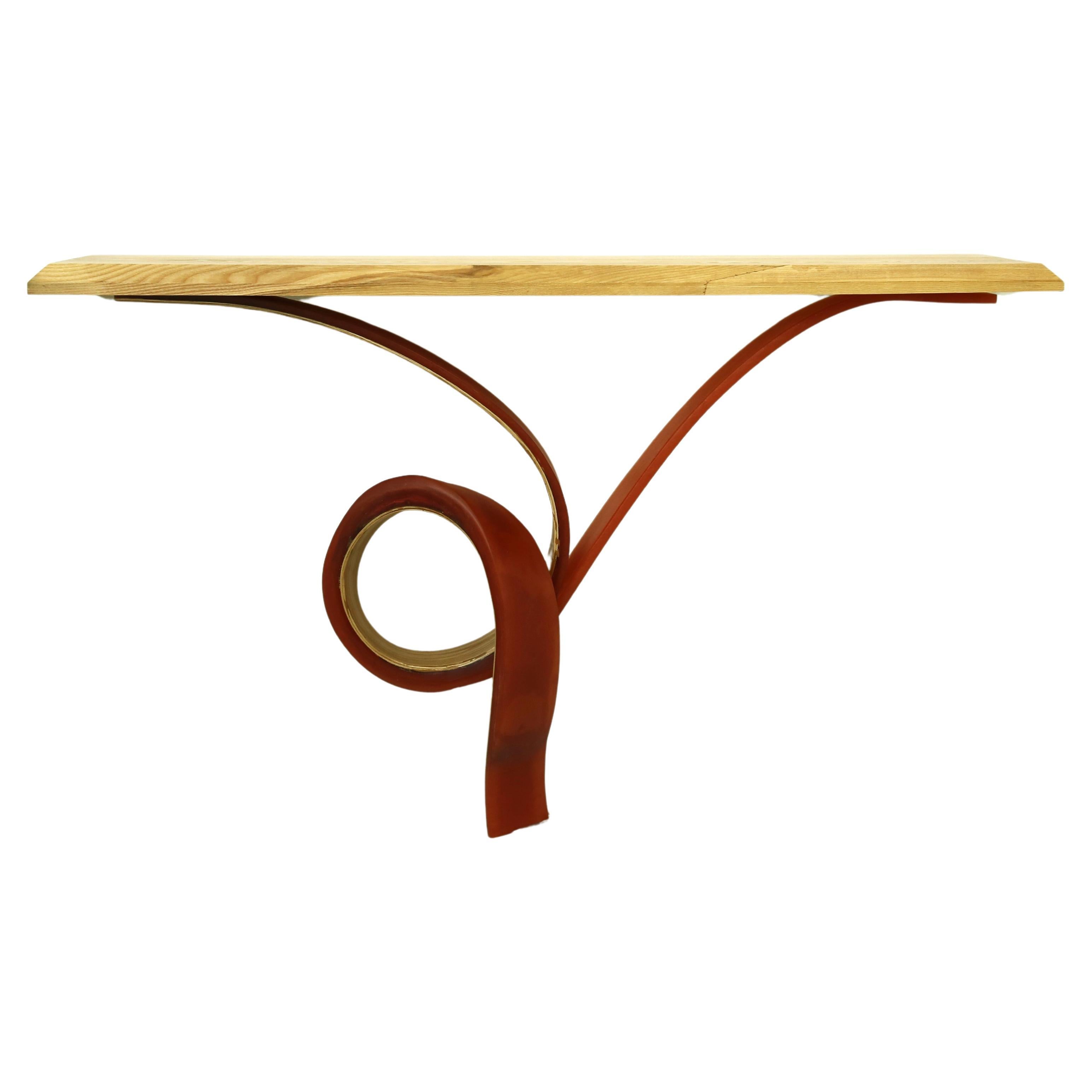 Merlot Console by Raka Studio x Hamdi - Ash Wood and Resin in Red For Sale