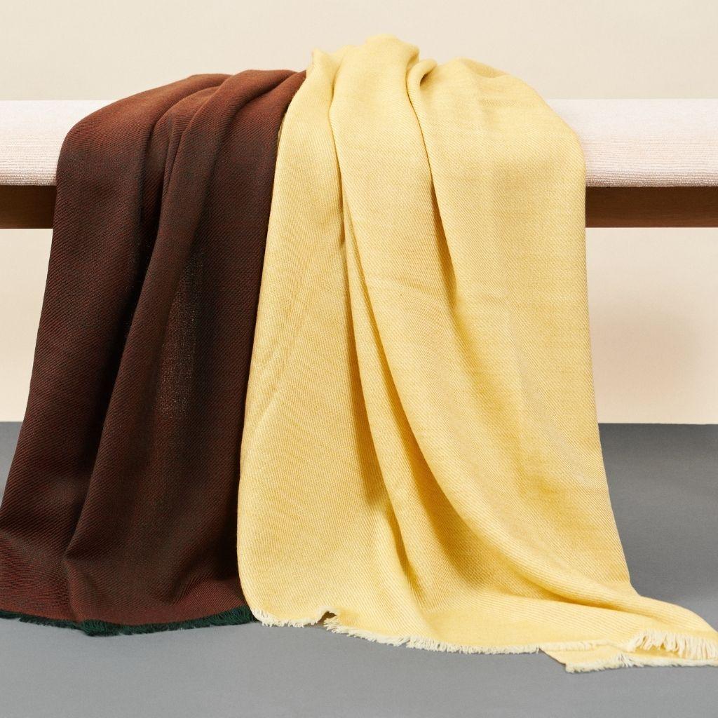 Yarn Merlot Merino Handloom Throw / Blanket in Deep Maroon Red and Olive Shades For Sale