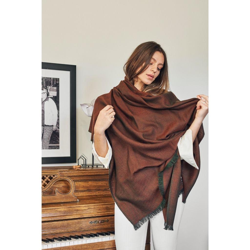 Merlot Merino Handloom Throw / Blanket in Deep Maroon Red and Olive Shades For Sale 1
