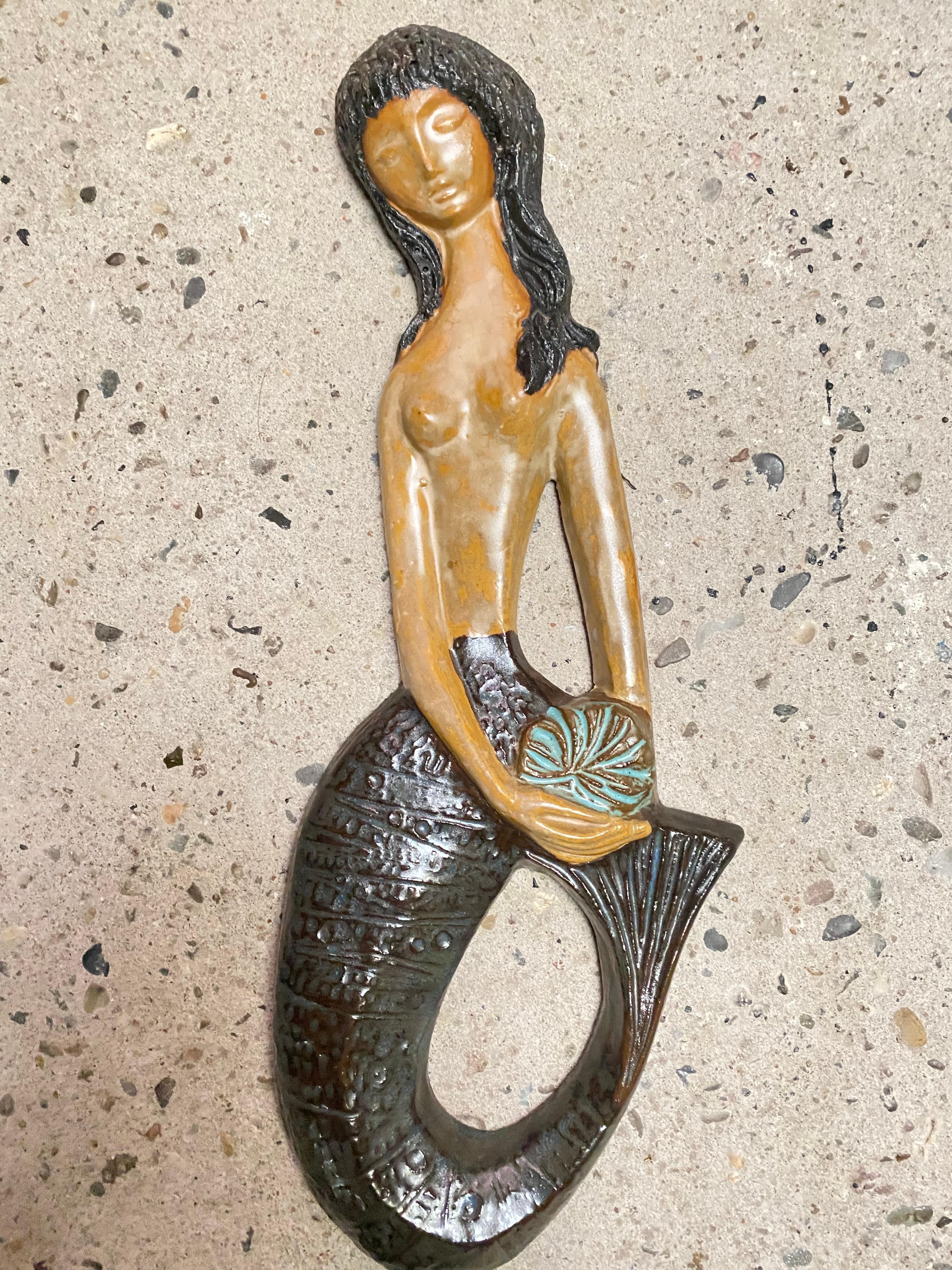 Mid-Century Modern Mermaid Ceramic Amphora Belgium by Rogier Vandeweghe, Belgium For Sale