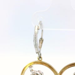Mermaid Drop Earrings 14K and Silver Yellow Gold Art Nouveau Style