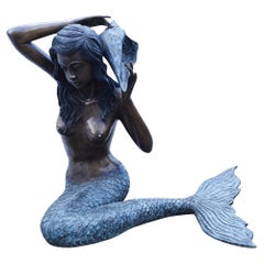 Mermaid Garden Fountain Bronze Water Feature Siren