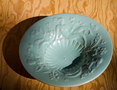 Mermaid Glazed Stoneware Swedish Grace Footed Bowl by Anna-Lisa Thomson