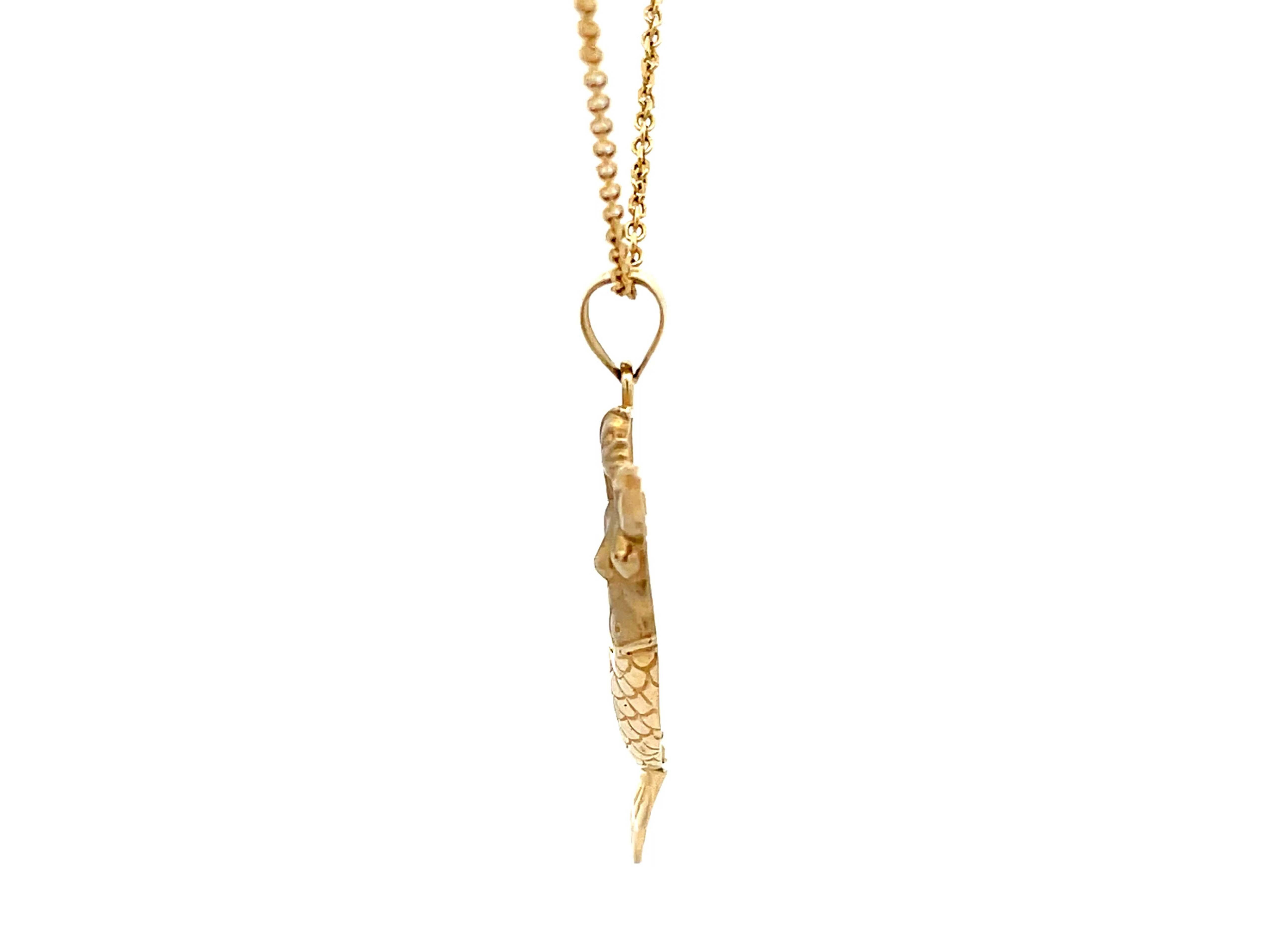 Modern Mermaid Necklace in 14k Yellow Gold