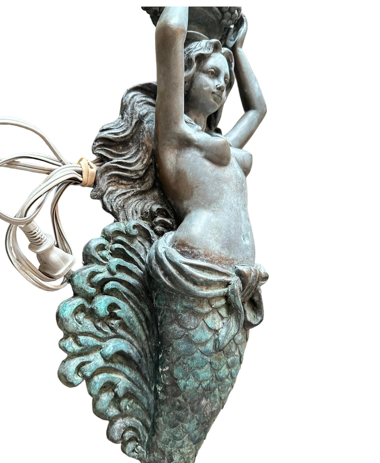 20th Century Mermaid of the Sea Beautifully Patina on Bronze Sconce