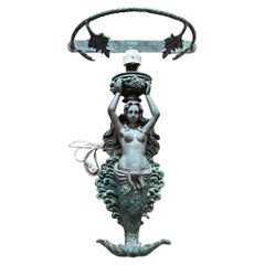 Magnifique patine sirène de la mer sur applique en bronze