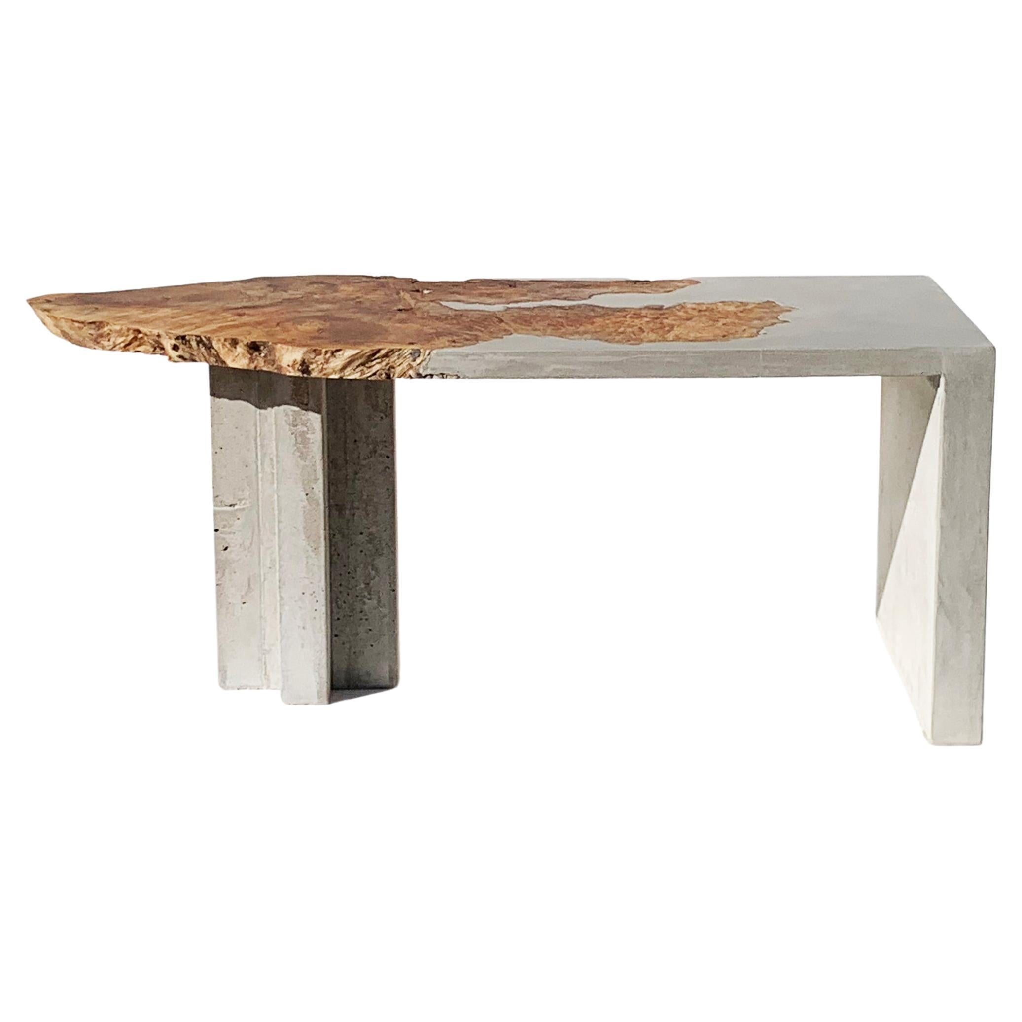 Mermaid Princess Side Table, Maple Burl + Concrete. Teasdale Design Studio For Sale