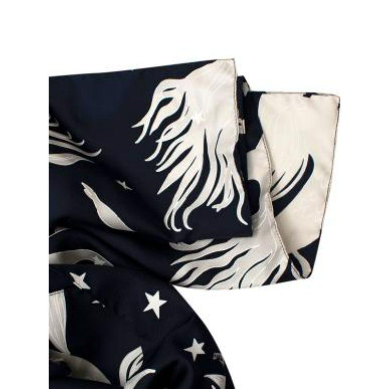 Mermaid Print Navy Silk Headscarf For Sale 6