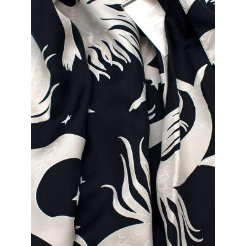 Mermaid Print Navy Silk Headscarf For Sale 3