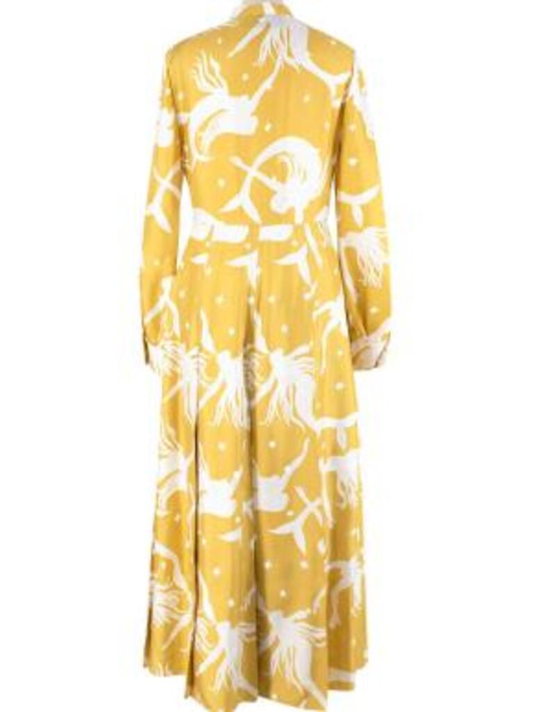 Valentino Sunflower Pussy-bow Pleated Printed Silk-georgette Midi Dress
 

 - Luxurious silk long dress with white mermaid and star print 
 - Pussy bow neck
 - Button down front 
 - Long sleeves with button cuffs
 

 Made in Italy
 Dry clean only
