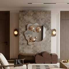 Espejo escultórico de lujo Sirena de MainGUILTY con laca champán y cristal transparente