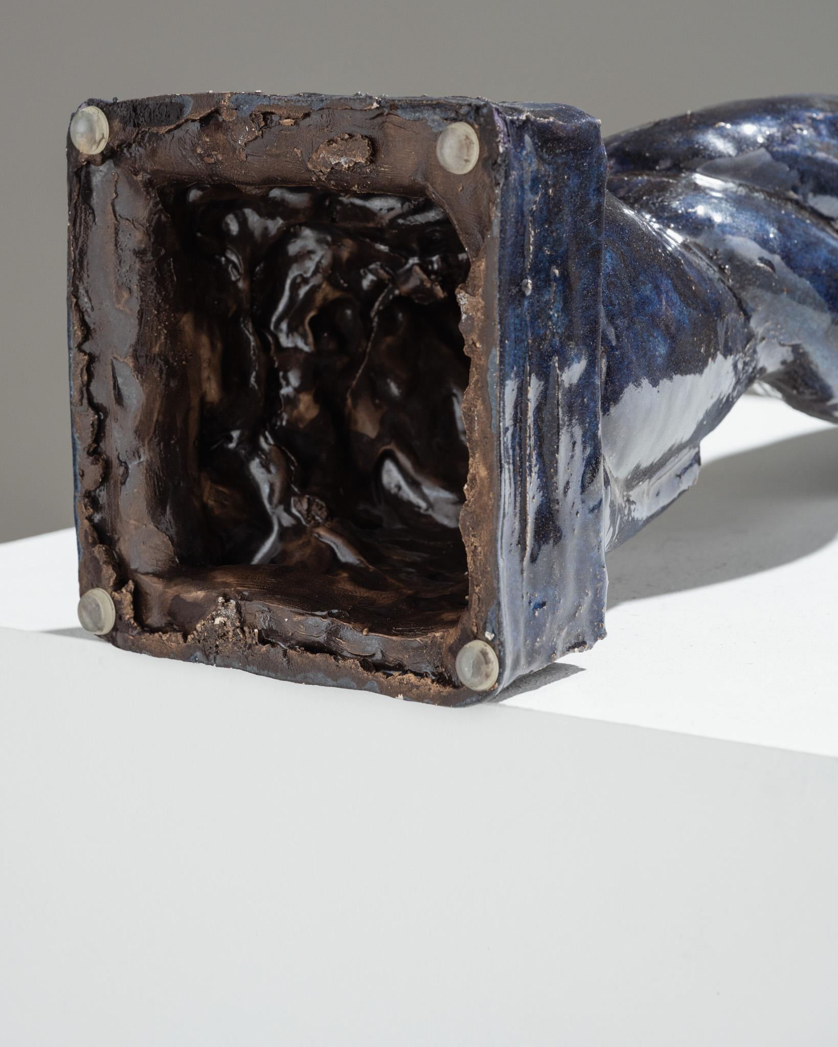Sculpture de sirène en céramique émaillée bleue, années 1920 en vente 4
