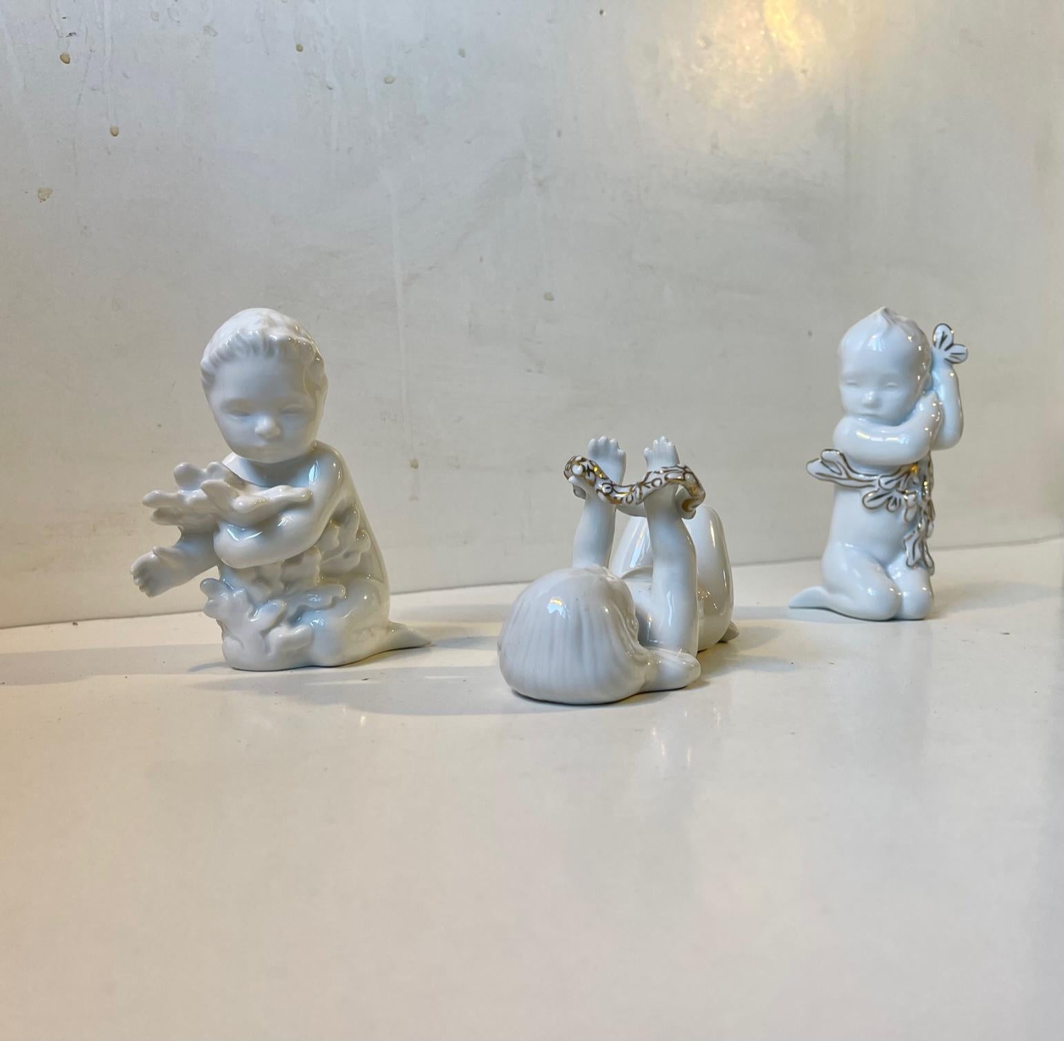 Mid-Century Modern Mermaids Offspring Porcelain Figurines by Sadolin & Jespersen, Bing & Grøndahl For Sale