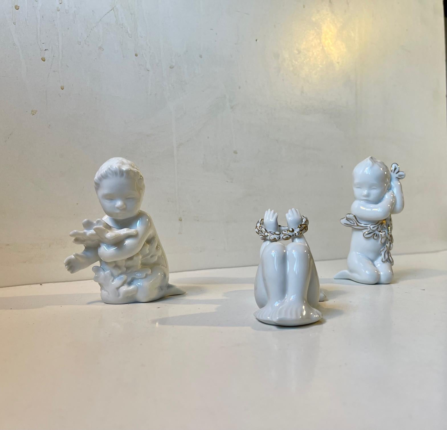 Danish Mermaids Offspring Porcelain Figurines by Sadolin & Jespersen, Bing & Grøndahl For Sale