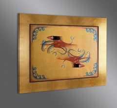 Huile sur toile contemporaine Original Peinture en bois à la feuille d'or, Mermaids