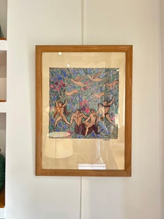 "Merman and Nudes in Paradise, " Jean Mayodon Art Deco Print